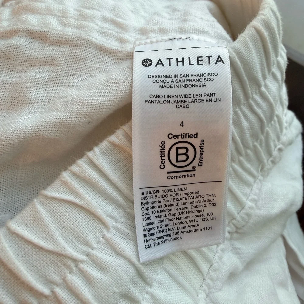 Athleta Cabo Linen Wide Leg Pant in white. - Picture 7 of 7